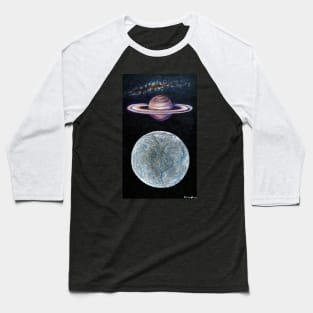 Saturn and Enceladus Baseball T-Shirt